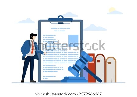 Legal advice concept. Law and justice scene. lawyer consultant client, judge knocks with wooden gavel. legal advice consultation. Consideration. Flat vector illustration banner for website. Royalty-Free Stock Photo #2379966367
