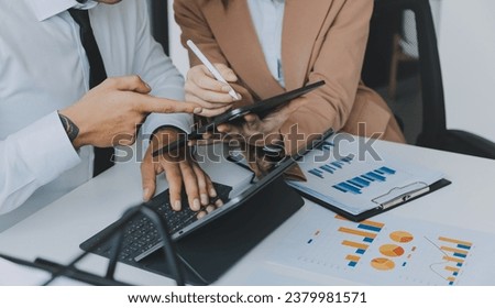 Team of business people working together in the meeting room office, teamwork background charts and graphs banner, double exposure successful teamwork,business planning concept.