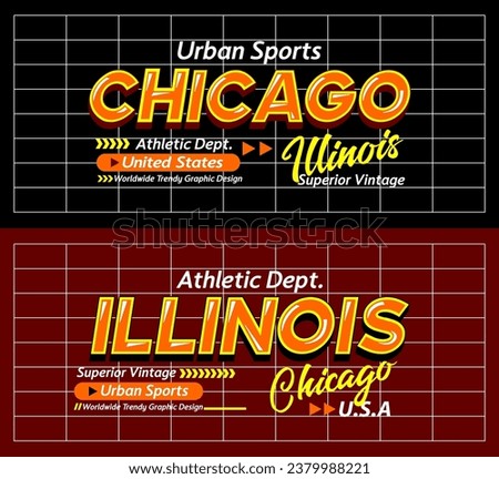 Chicago Illinois urban modern sports typeface superior vintage, typography, for t-shirt, posters, labels, etc.