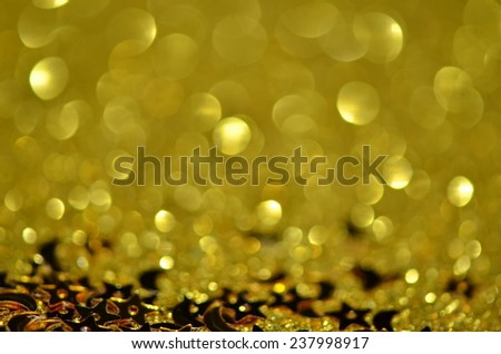 Gold stars & cresents with golden bokeh background / Abstract background / Festive and holiday  celebration background