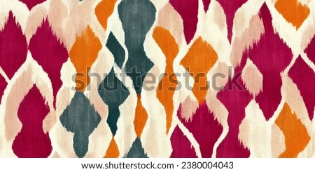 Ikat ethnic tribal, handmade seamless wallpaper. Ethnic Ikat abstract background art. llustration for greeting cards, printing and other design project.