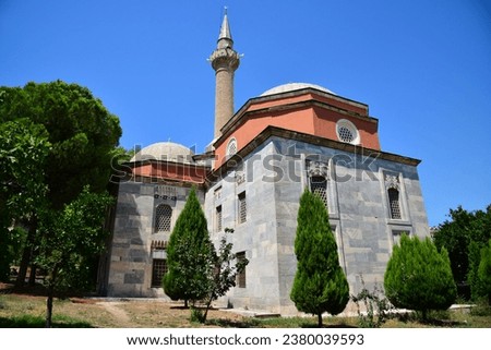 Kursunlu Mosque, located in Milas, Turkey, was built in the 14th century. Royalty-Free Stock Photo #2380039593