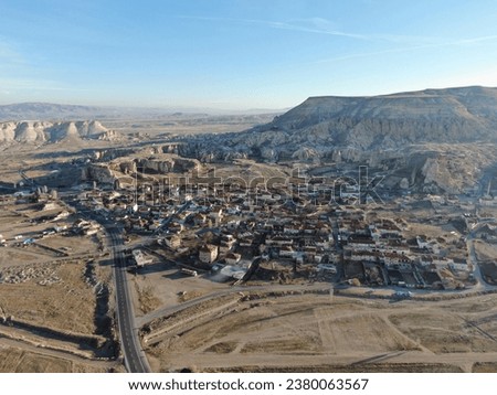 Cappadocia aerial view. Aerial view of mountains and historical places