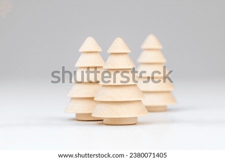 Christmas background in vintage style and Wooden Christmas Trees Decoration with Soft Shadow.