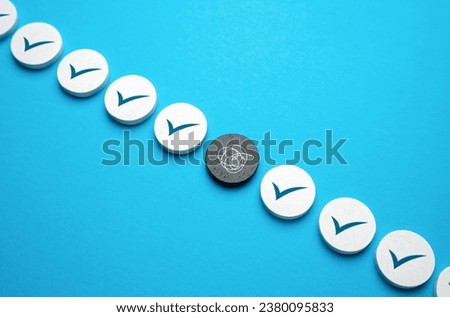 The problem and the unclear among the correct ones. A complicated matter. An unknown issue was identified during a check. Mistake correction. Something wrong. Workplace safety. Potential risks. Royalty-Free Stock Photo #2380095833
