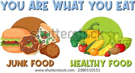 You Are What You Eat: Healthy Food vs Junk Food illustration