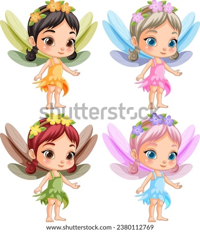 Cute fantasy fairy cartoon character illustration
