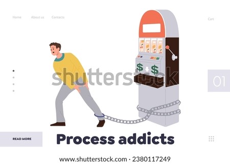 Process addicts headline for landing page template with man suffering from gambling addiction Royalty-Free Stock Photo #2380117249