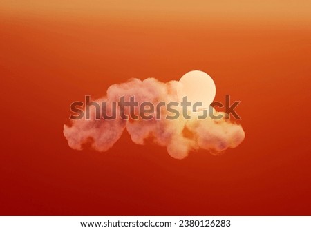 Cloud and sun in 3D, on a warm red orange and yellow background.

Abstract sun and cloud shape art.