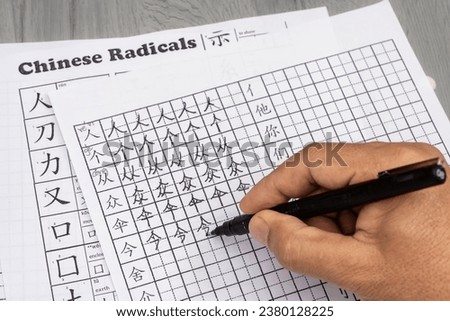 Learn to write mandarin characters with stroke order in class room