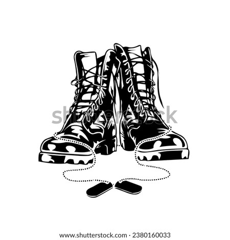 Veteran combat boots with laces Royalty-Free Stock Photo #2380160033