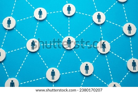 People form connections and grow into a network of relationships. Organization of work on complex projects. Royalty-Free Stock Photo #2380170207