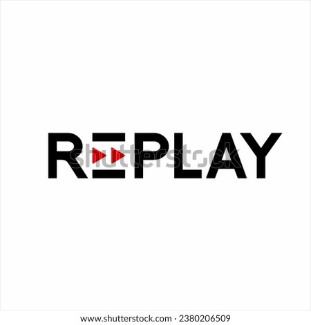 Replay word design with its symbol on letter E. Royalty-Free Stock Photo #2380206509