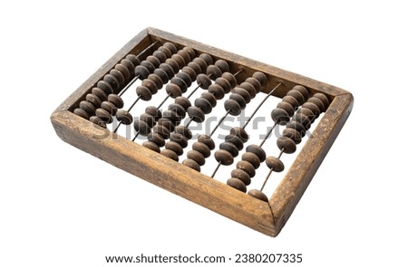 Vintage wooden abacus, timeless abacus with wooden beads. Perfect for abacus enthusiasts. Antique abaco. The abacus, timeless calculating tool named abaco, serves as symbol of mathematical heritage Royalty-Free Stock Photo #2380207335
