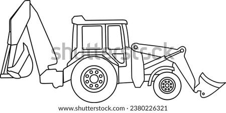 Bulldozer line art for coloring book page