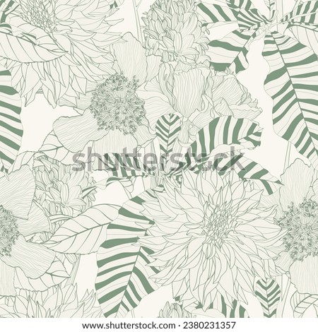 Floral seamless pattern. Flower camelia background. Flourish tiled ornamental texture with flowers. Spring floral garden.