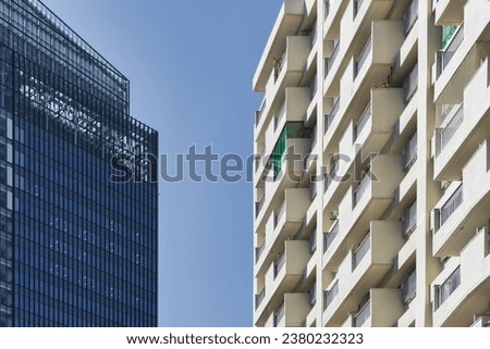 picture of facades of high rise residential buildings in Tokyo, Japan
