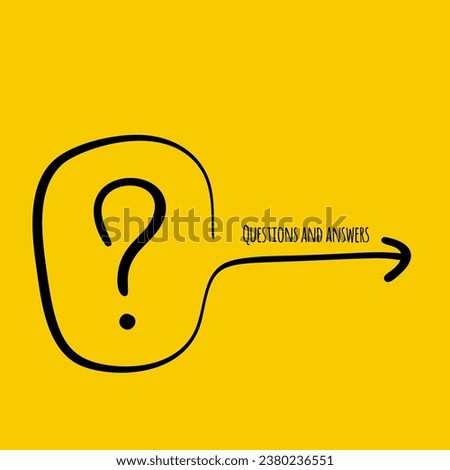 Frame box with arrow and question mark hand drawn. Vector illustration in doodle style. Royalty-Free Stock Photo #2380236551