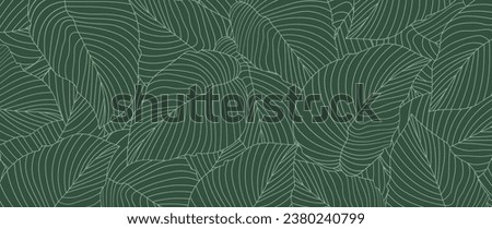 Vector botanical art. Abstract tropical leaf wallpaper, Luxurious nature leaf design in linear style. Design for fabric, print, cover, banner and invitation, wallpaper.	

