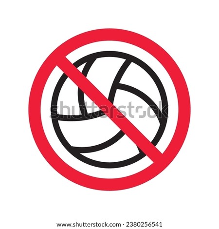 Prohibited volleyball icon. No volley ball vector icon. Forbidden volleyball ball icon. No volleyball sign. Warning, caution, attention, restriction, danger flat sign design symbol pictogram