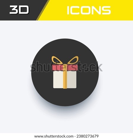 Gift box icon, Christmas present 3D icon editable file