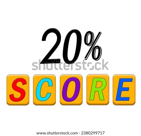 20% Score Sign with multple colors having eye catching view.Score sign illustration art with a white background.