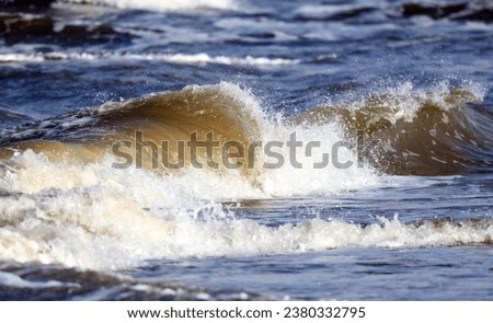 landscape with beautiful waves in the sea and wind