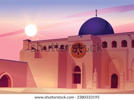 Old mosque cartoon drawing vector shape