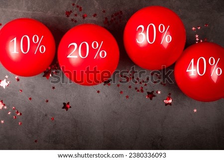 Banner with "Sale" Red Balloons on dark Background. Black Friday Sale concept. 