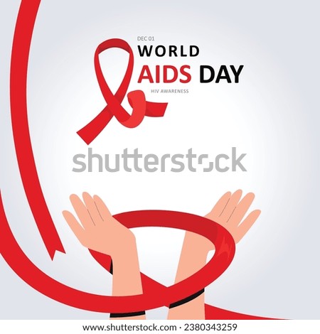 World Aids Day Concept Vector Illustration For Social Media With Ribbon
