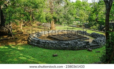 Stone ruins and green trees sigiriya