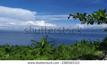 Beauty white cloudy on blue sky with soft sun light, Nature view on mountain soft white clouds on pastel blue sky background