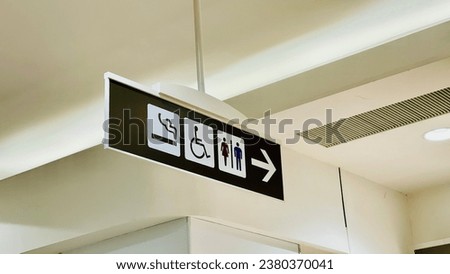 Toilet sign. Bathroom Signs have indicate that a toilet for the disabled. Smoking area sign.