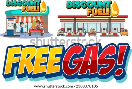 Colorful Gas Station Banner Illustration in Vector Style