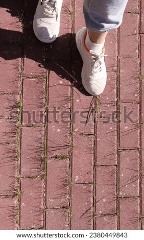 Close-up of person wearing sneakers  