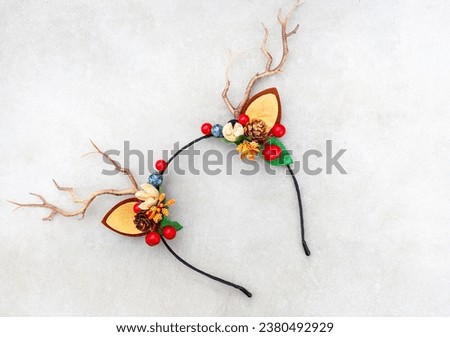 forest fantasy dress up deer antlers on hairband Royalty-Free Stock Photo #2380492929