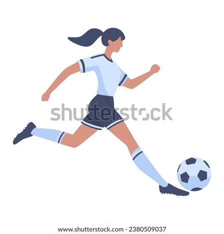 Football soccer player woman clip art. Flat Vector illustration