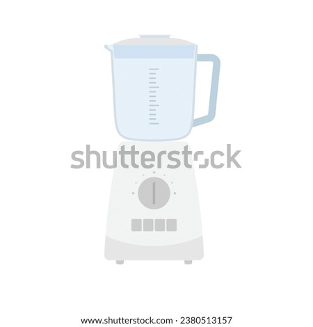Kitchen blender for grinding food with glass bowl. Blender or mixer kitchen tool for cooking. Equipment for smoothie making. Electric machine. Isolated flat vector illustration