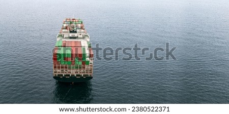 Export and import container ships. International container shipping. Maritime transport. Freight transportation.