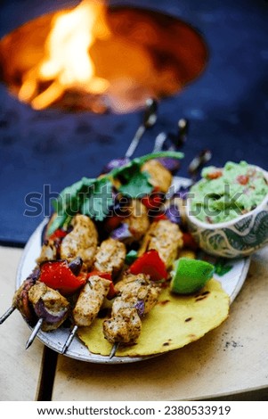 chicken fajitas on the outdoor gril.Tex-Mex.selective focus