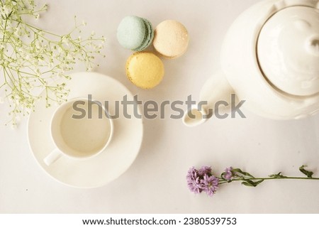 Empty teacup in white theme 
