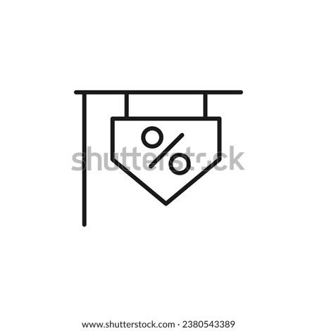 Percent on Signboard of a Store Isolated Line Icon. Perfect for web sites, apps, UI, internet, shops, stores. Simple image drawn with black thin line