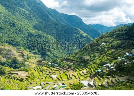 Batad rice terraces in Ifugao, Banaue, Philippines. Batad is a village situated among the Ifugao rice terraces. It is perhaps the best place to view this UNESCO World Heritage site. Royalty-Free Stock Photo #2380546985