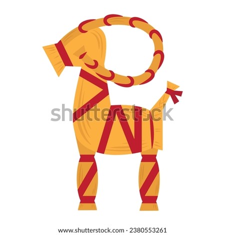 The Yule goat, the traditional Scandinavian Christmas symbol and decoration. Flat vector element. Royalty-Free Stock Photo #2380553261
