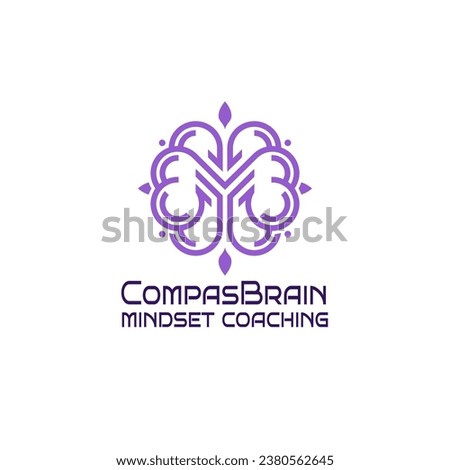 simple logo of brain and compass