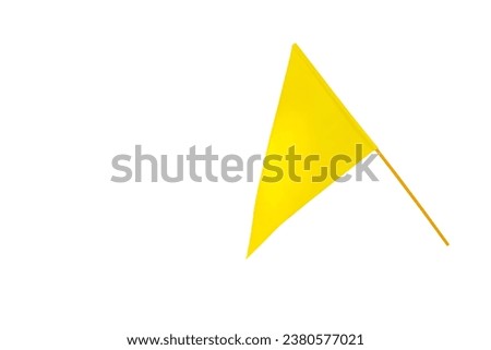 yellow flag triangle isolated on a white background. Royalty-Free Stock Photo #2380577021