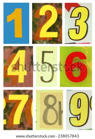 Collection of different yellow colors and texture number one to nine.