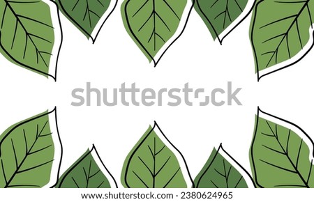 leaf hand drawn illustration background with nature theme on white background