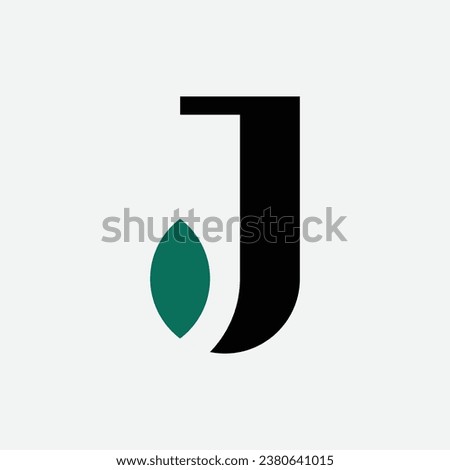 modern minimal letter J leaf green eco nature organic logo design Royalty-Free Stock Photo #2380641015