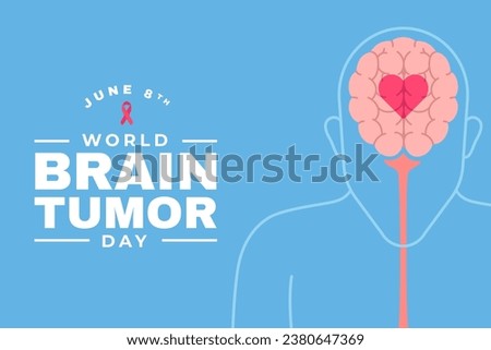 illustration of a healthy brain on a blue background. World Brain Tumor Day June 8.